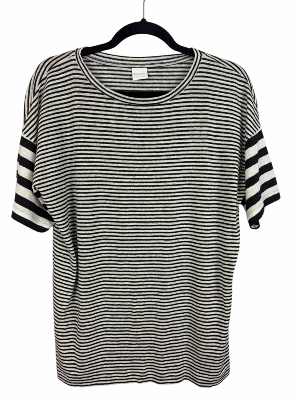 Max Mara Leisure Striped Knit Top Black White Short Sleeve Tee Large
